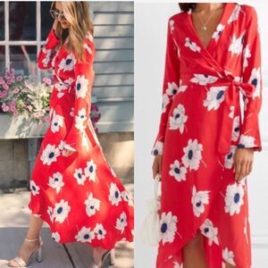 Equipment Silk High-Low Wrap Dress